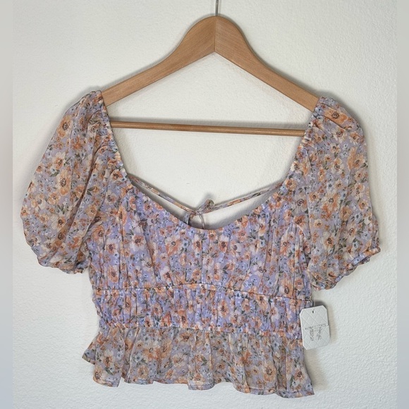 NWT Altar’d State Floral Cropped Babydoll Top – Size Small - Picture 1 of 7